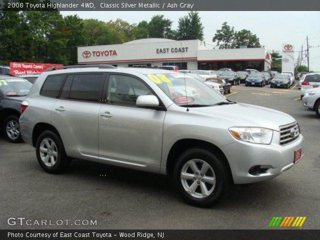 2008 Toyota Highlander 4WD in Classic Silver Metallic