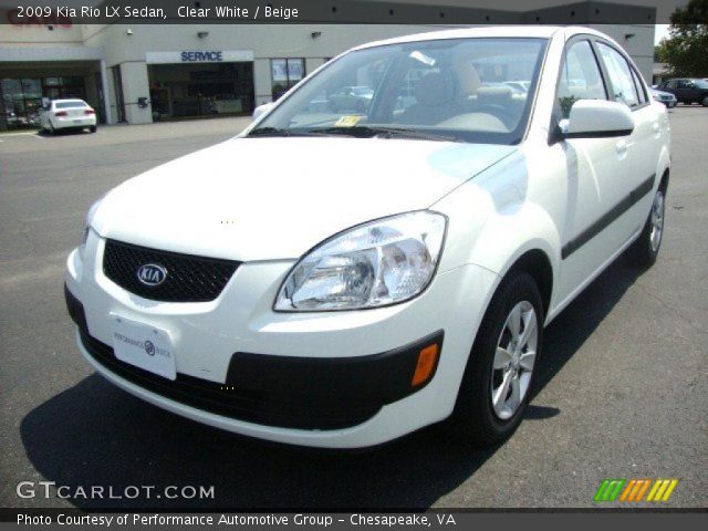 Kia Rio 2009 White. Clear White 2009 Kia Rio LX Sedan with Beige interior 2009 Kia Rio LX Sedan in Clear White