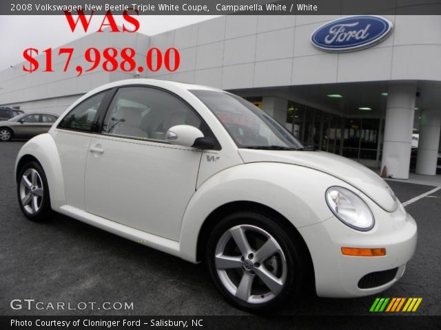 2008 Volkswagen New Beetle Triple White Coupe in Campanella White