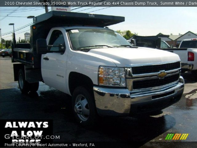 2010 Chevrolet Silverado 3500HD Work Truck Regular Cab 4x4 Chassis Dump Truck in Summit White