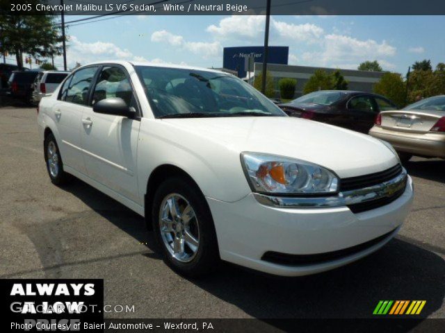 2005 Chevrolet Malibu LS V6 Sedan in White
