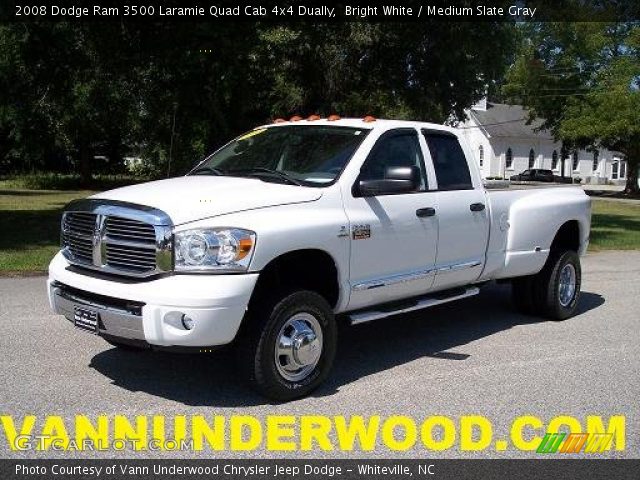2008 Dodge Ram 3500 Laramie Quad Cab 4x4 Dually in Bright White