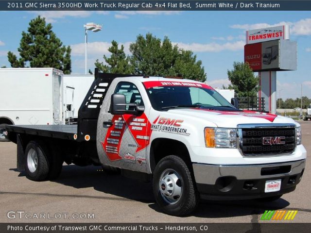 2011 GMC Sierra 3500HD Work Truck Regular Cab 4x4 Flat Bed in Summit White