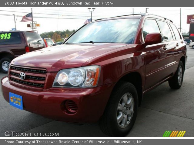 2003 Toyota Highlander V6 4WD in Sundown Red Pearl