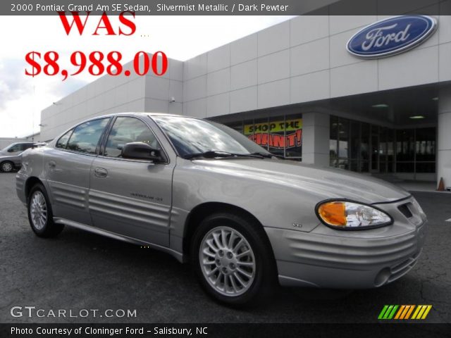 2000 Pontiac Grand Am SE Sedan in Silvermist Metallic