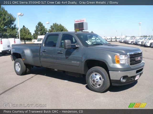 2011 GMC Sierra 3500HD SLT Crew Cab 4x4 Dually in Gray Green Metallic