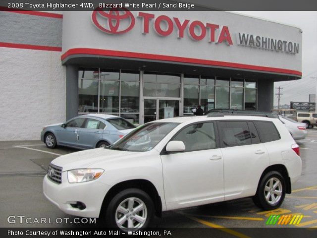 2008 Toyota Highlander 4WD in Blizzard White Pearl