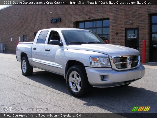 2008 Dodge Dakota Laramie Crew Cab 4x4 in Bright Silver Metallic
