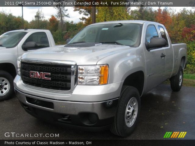 2011 GMC Sierra 2500HD Work Truck Extended Cab 4x4 in Pure Silver Metallic