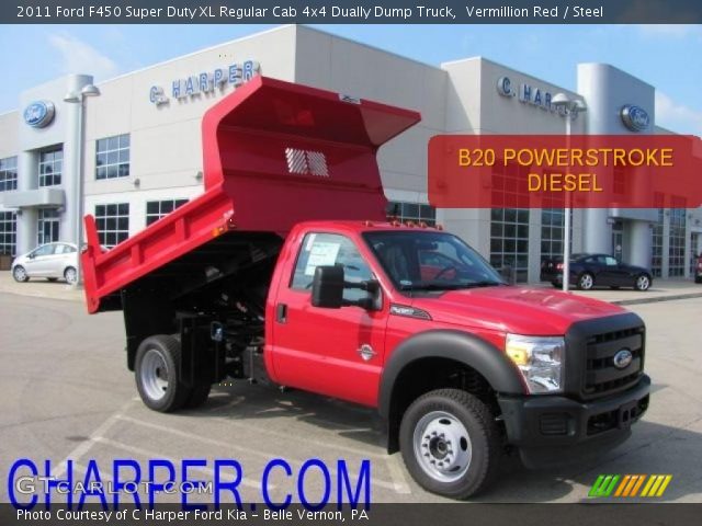 2011 Ford F450 Super Duty XL Regular Cab 4x4 Dually Dump Truck in Vermillion Red