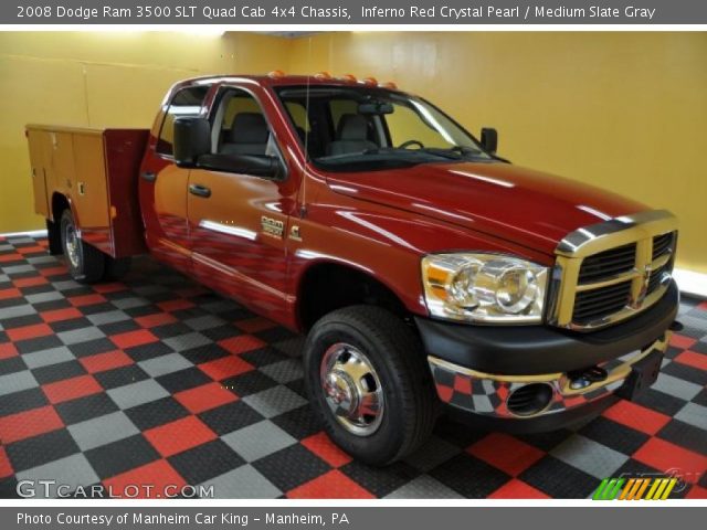 2008 Dodge Ram 3500 SLT Quad Cab 4x4 Chassis in Inferno Red Crystal Pearl
