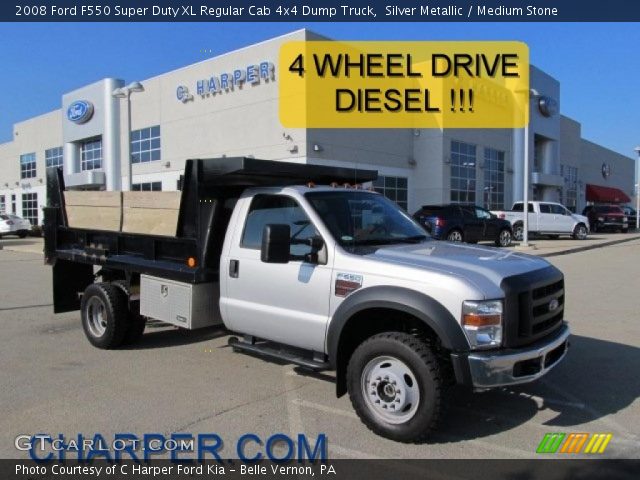 2008 Ford F550 Super Duty XL Regular Cab 4x4 Dump Truck in Silver Metallic