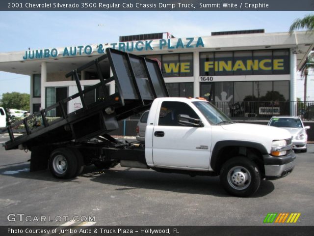 2001 Chevrolet Silverado 3500 Regular Cab Chassis Dump Truck in Summit White