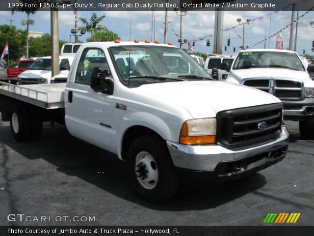 1999 Ford F350 Super Duty XL Regular Cab Dually Flat Bed in Oxford White