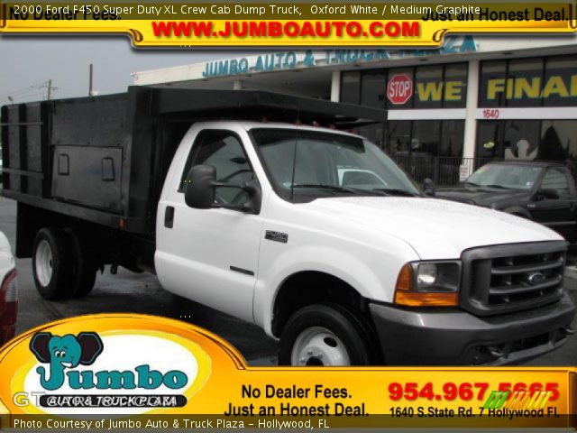 2000 Ford F450 Super Duty XL Crew Cab Dump Truck in Oxford White