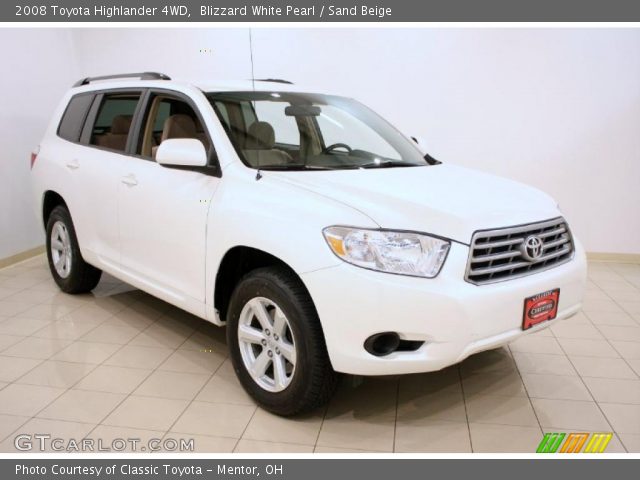 2008 Toyota Highlander 4WD in Blizzard White Pearl