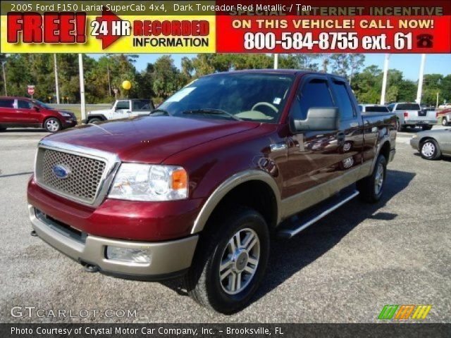 2005 Ford F150 Lariat SuperCab 4x4 in Dark Toreador Red Metallic