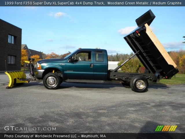 1999 Ford F350 Super Duty XL SuperCab 4x4 Dump Truck in Woodland Green Metallic