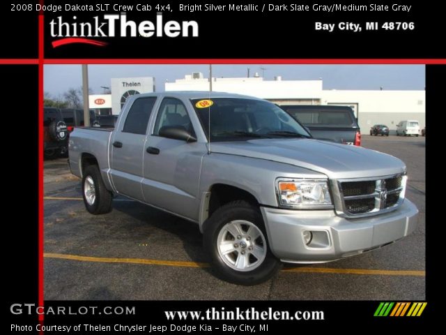 2008 Dodge Dakota SLT Crew Cab 4x4 in Bright Silver Metallic