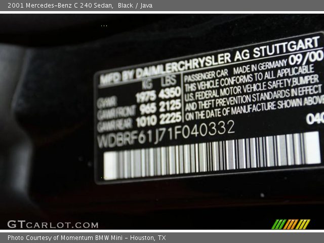 2001 Mercedes-Benz C 240 Sedan in Black