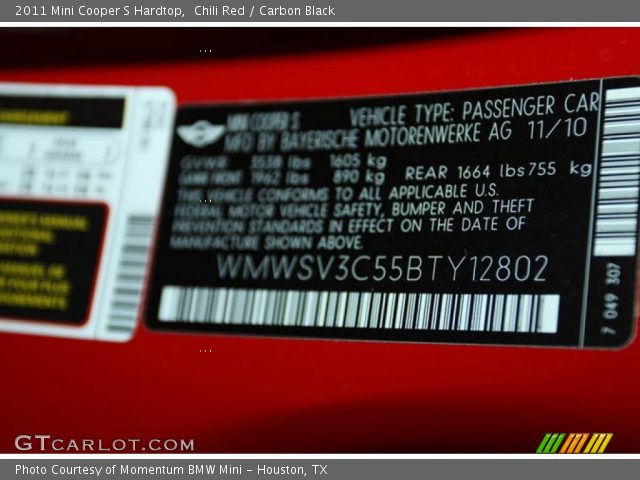 2011 Mini Cooper S Hardtop in Chili Red