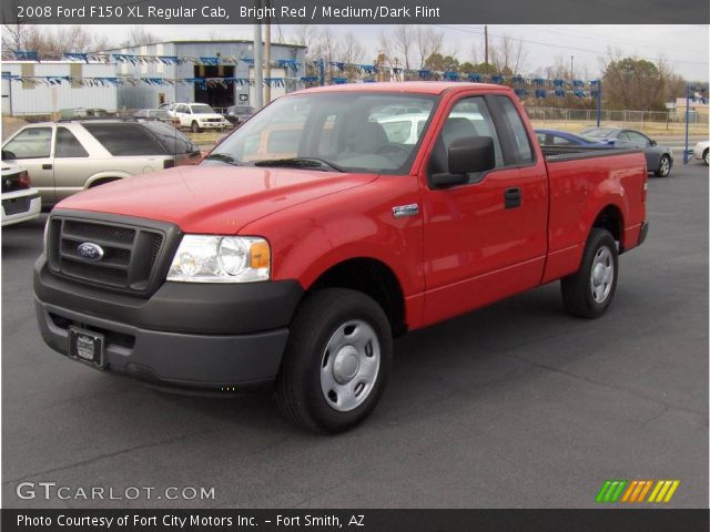 Bright Red 2008 Ford F150 Xl Regular Cab Medium Dark