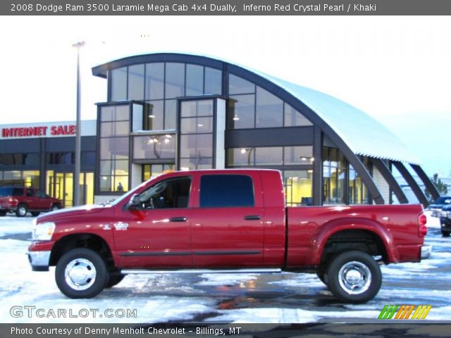 2008 Dodge Ram 3500 Laramie Mega Cab 4x4 Dually in Inferno Red Crystal Pearl