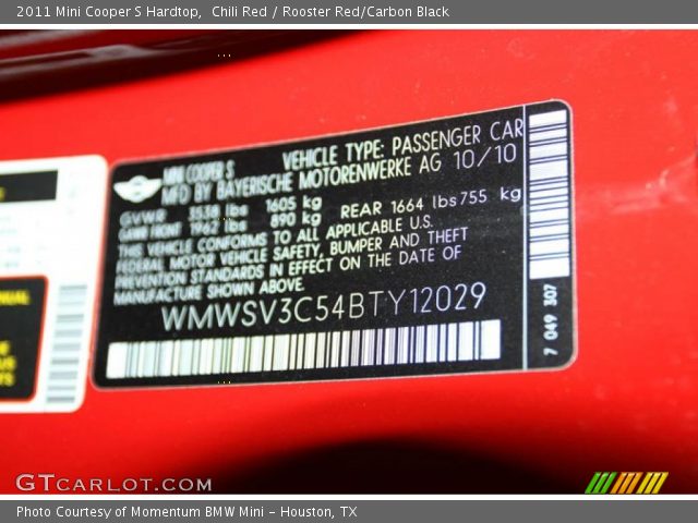 2011 Mini Cooper S Hardtop in Chili Red