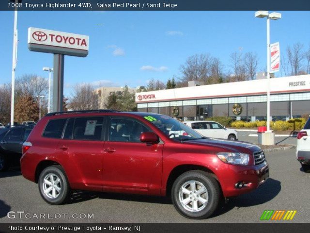 2008 Toyota Highlander 4WD in Salsa Red Pearl