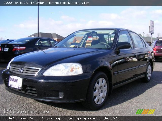 2000 Honda Civic LX Sedan in Flamenco Black Pearl