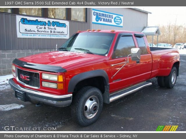 1997 GMC Sierra 3500 SLE Extended Cab 4x4 Dually in Victory Red
