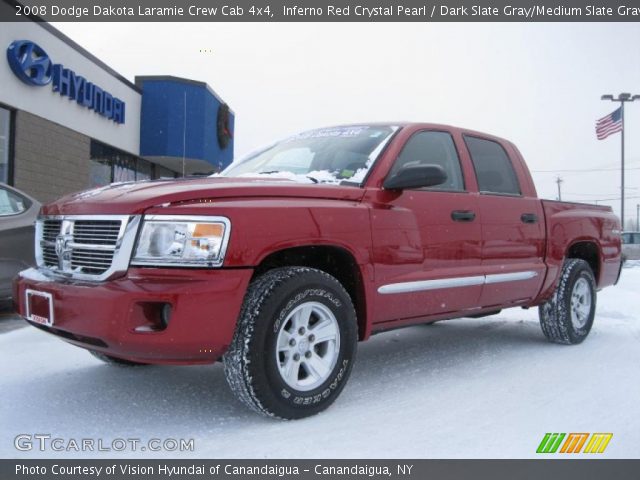 2008 Dodge Dakota Laramie Crew Cab 4x4 in Inferno Red Crystal Pearl