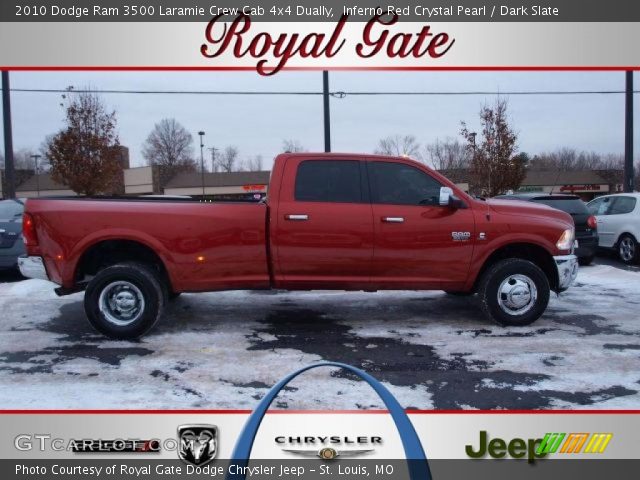 2010 Dodge Ram 3500 Laramie Crew Cab 4x4 Dually in Inferno Red Crystal Pearl