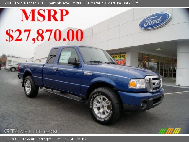 2011 Ford Ranger XLT SuperCab 4x4 in Vista Blue Metallic