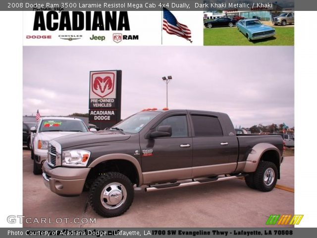 2008 Dodge Ram 3500 Laramie Resistol Mega Cab 4x4 Dually in Dark Khaki Metallic