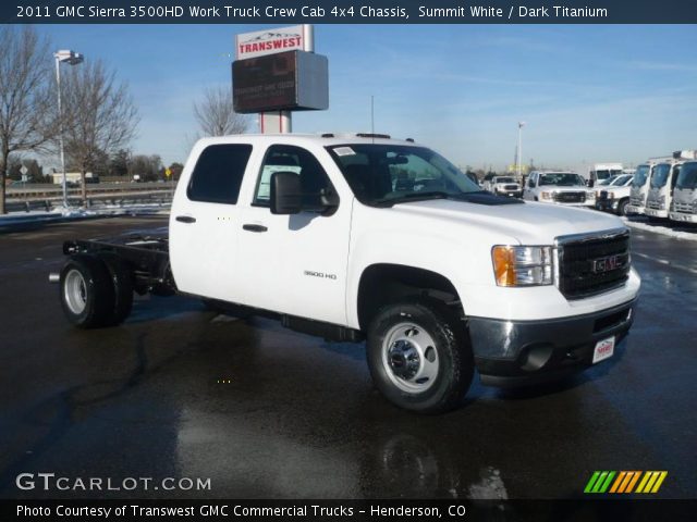 2011 GMC Sierra 3500HD Work Truck Crew Cab 4x4 Chassis in Summit White