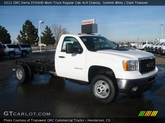 2011 GMC Sierra 3500HD Work Truck Regular Cab 4x4 Chassis in Summit White