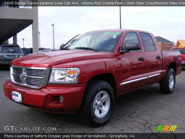 2008 Dodge Dakota Laramie Crew Cab 4x4 in Inferno Red Crystal Pearl