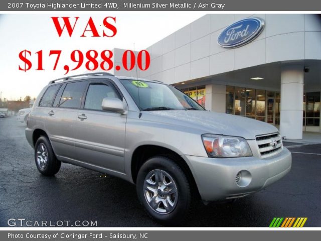 2007 Toyota Highlander Limited 4WD in Millenium Silver Metallic