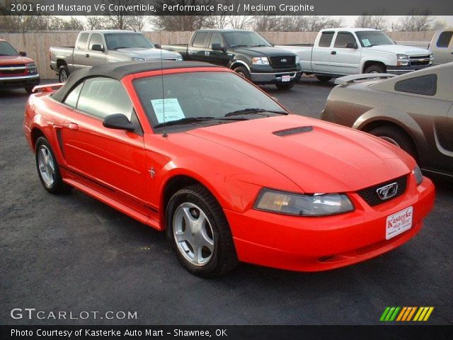2001 Ford Mustang V6 Convertible in Performance Red