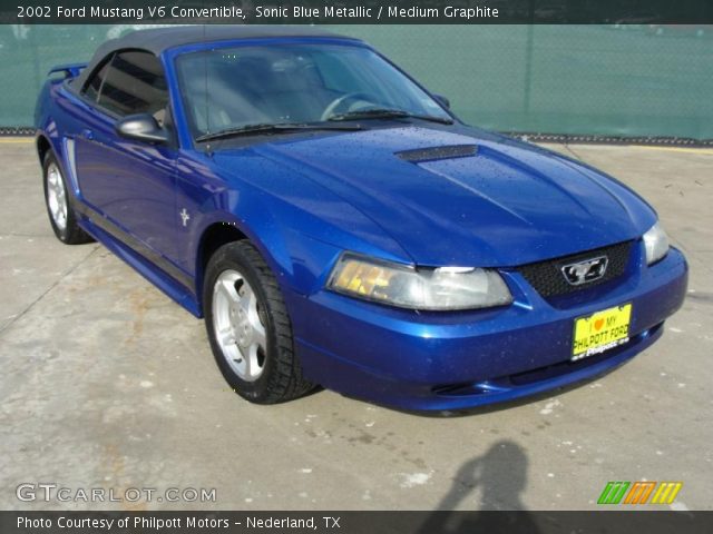 2002 Ford Mustang V6 Convertible in Sonic Blue Metallic