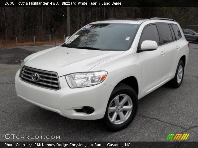 2008 Toyota Highlander 4WD in Blizzard White Pearl
