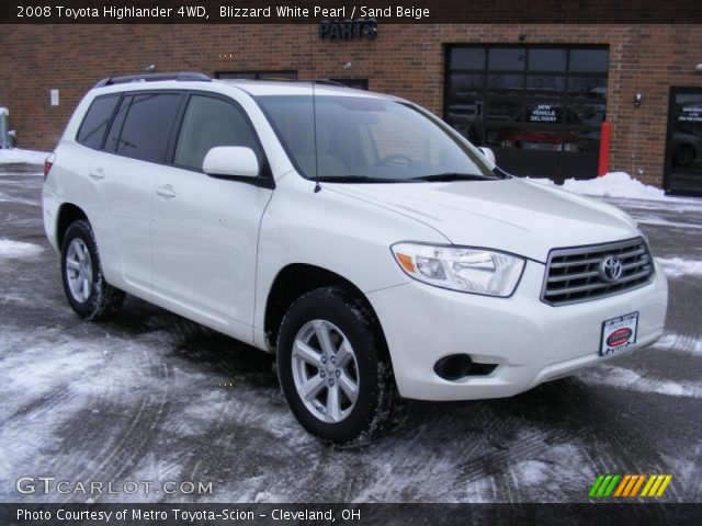2008 Toyota Highlander 4WD in Blizzard White Pearl