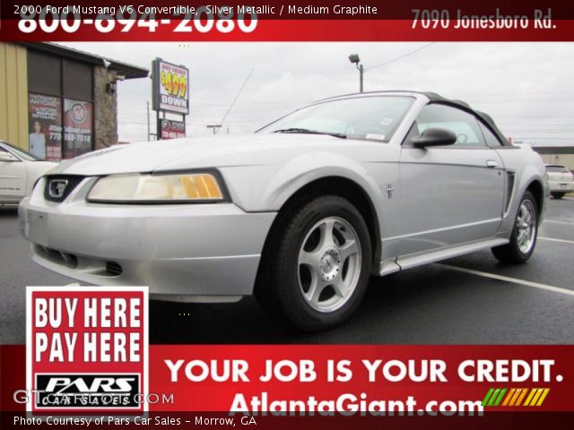 2000 Ford Mustang V6 Convertible in Silver Metallic