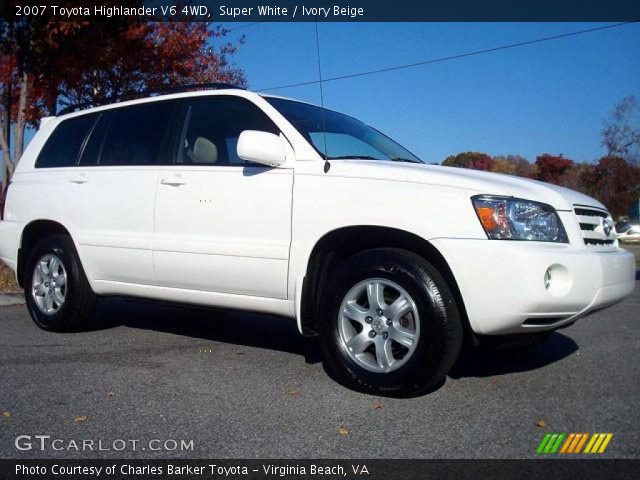 2007 Toyota Highlander V6 4WD in Super White