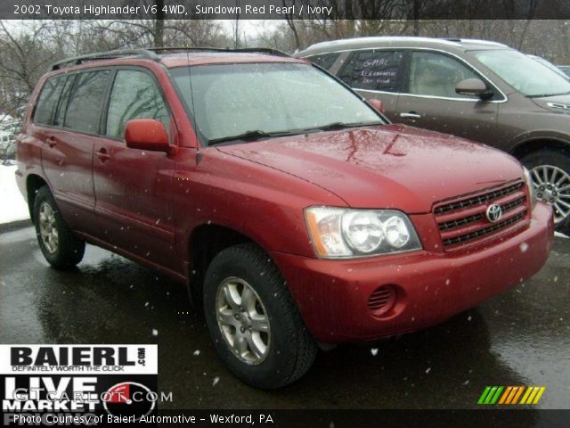 2002 Toyota Highlander V6 4WD in Sundown Red Pearl