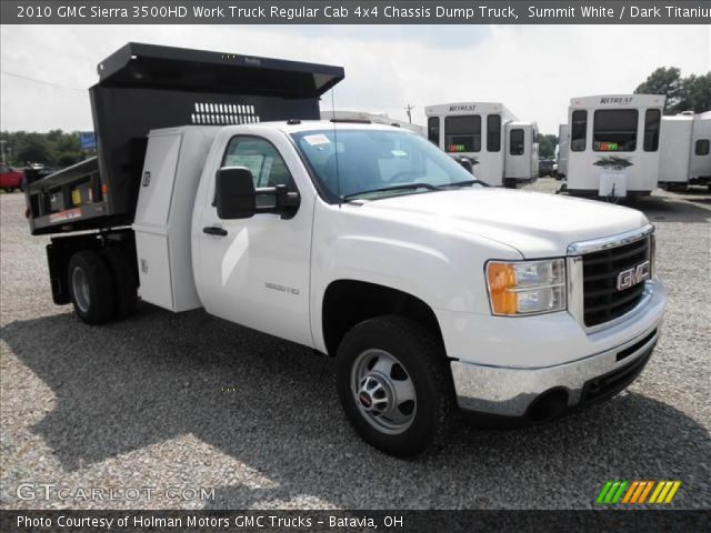 2010 GMC Sierra 3500HD Work Truck Regular Cab 4x4 Chassis Dump Truck in Summit White