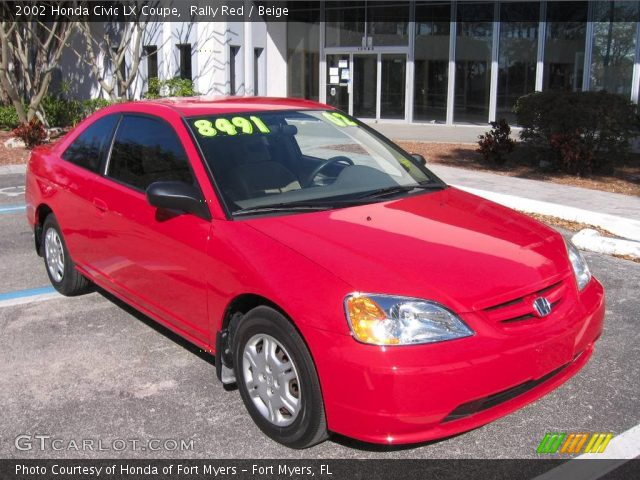 2002 Honda Civic LX Coupe in Rally Red