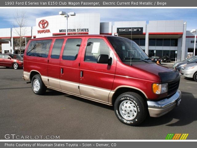 1993 Ford E Series Van E150 Club Wagon Passenger in Electric Current Red Metallic