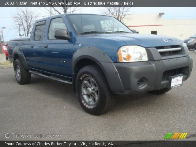 2003 Nissan Frontier XE V6 Crew Cab 4x4 in Electric Blue Metallic